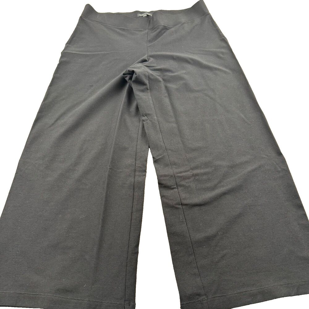 EILEEN FISHER Wide Leg Crop Pull On Pants Women's M Black Stretch Viscose Bend